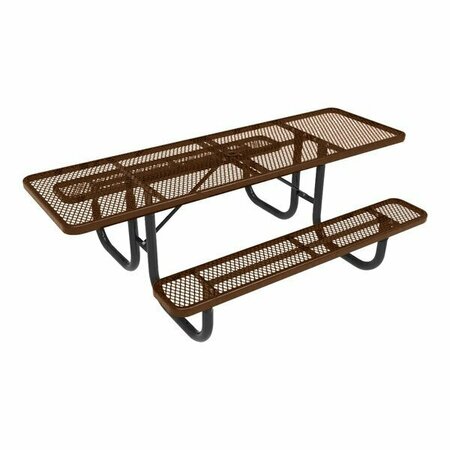 ULTRA SITE 6' Brown Heavy-Duty Rectangular Perforated Table 72'' x 64 13/16'' x 30 5/16'' 38A158P6BR